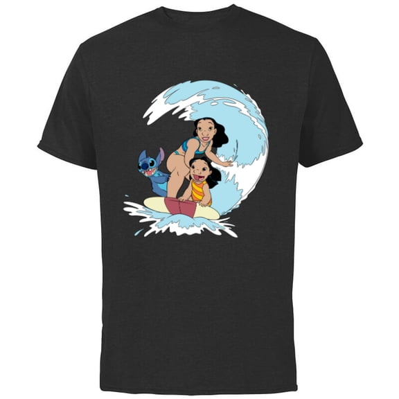 Disney Lilo and Stitch Nani Family Surf Sesh - Short Sleeve Cotton T-Shirt for Adults - Customized-Black