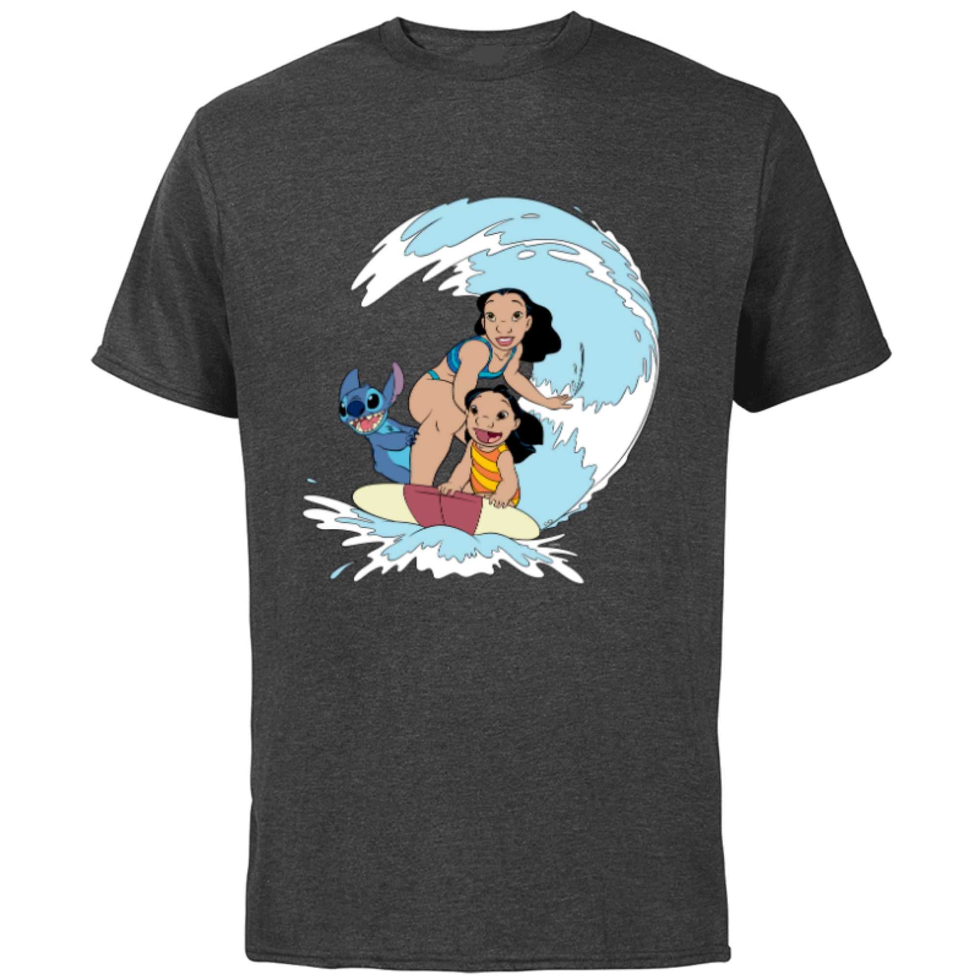 Disney Lilo and Stitch Nani Family Surf Sesh - Short Sleeve Cotton T-Shirt for Adults - Customized-Charcoal