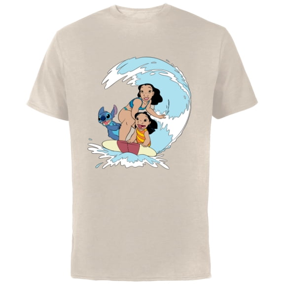 Disney Lilo and Stitch Nani Family Surf Sesh - Short Sleeve Cotton T-Shirt for Adults - Customized-Natural