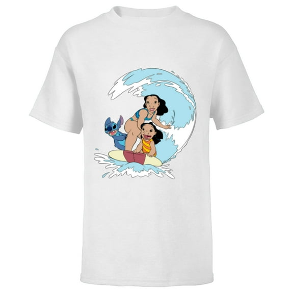 Disney Lilo and Stitch Nani Family Surf Sesh - Short Sleeve T-Shirt for Kids - Customized-White