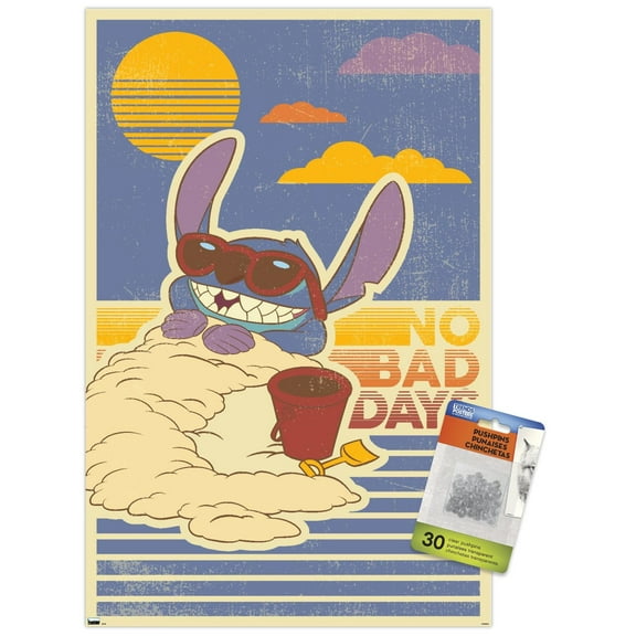 Disney Lilo and Stitch - No Bad Days Wall Poster with Push Pins, 14.725" x 22.375"