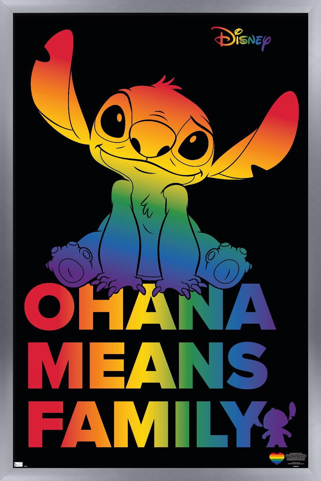 Disney Lilo and Stitch - Ohana Pride Wall Poster, 14.725" x 22.375" Framed