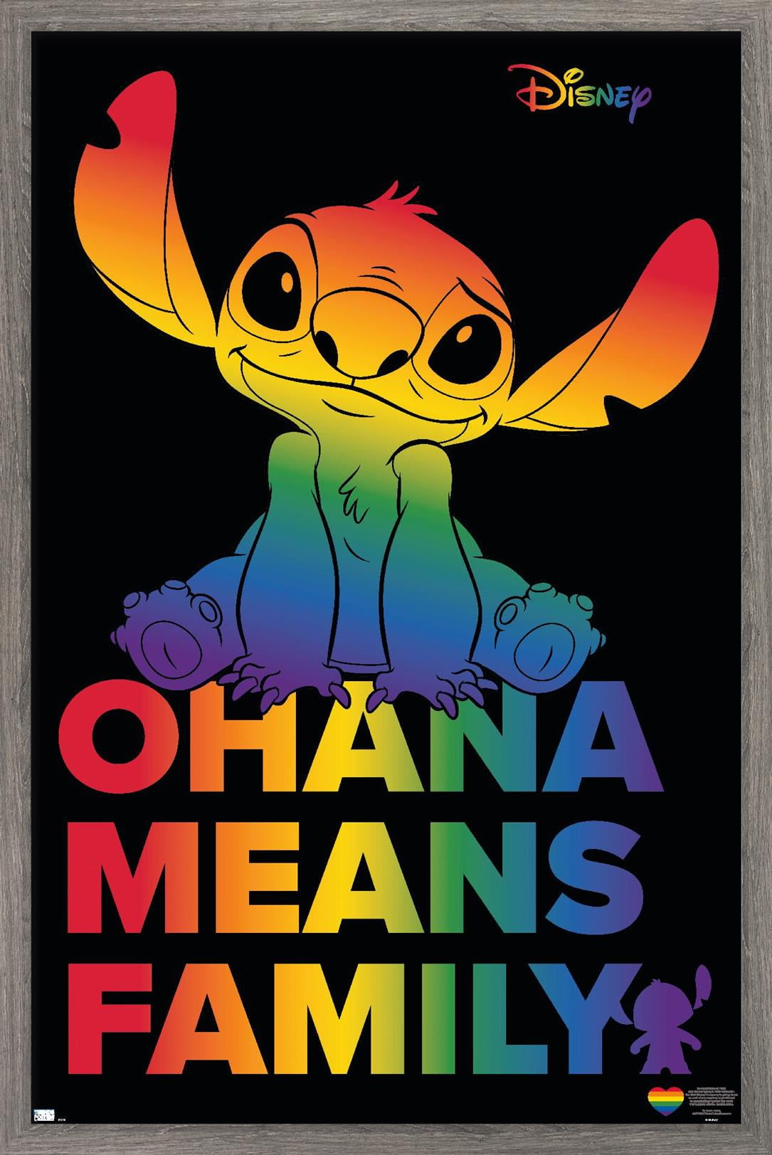 Disney Lilo and Stitch - Ohana Pride Wall Poster with Magnetic Frame,  22.375 x 34 
