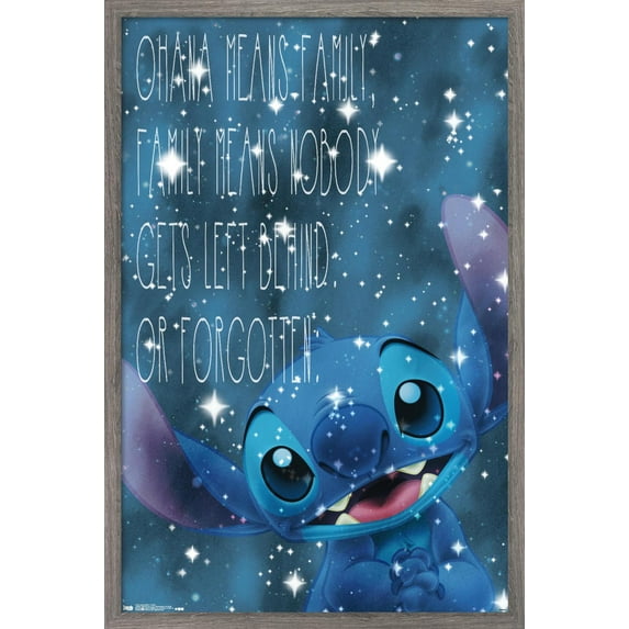 Disney Lilo and Stitch - Ohana Wall Poster, 22.375" x 34", Framed