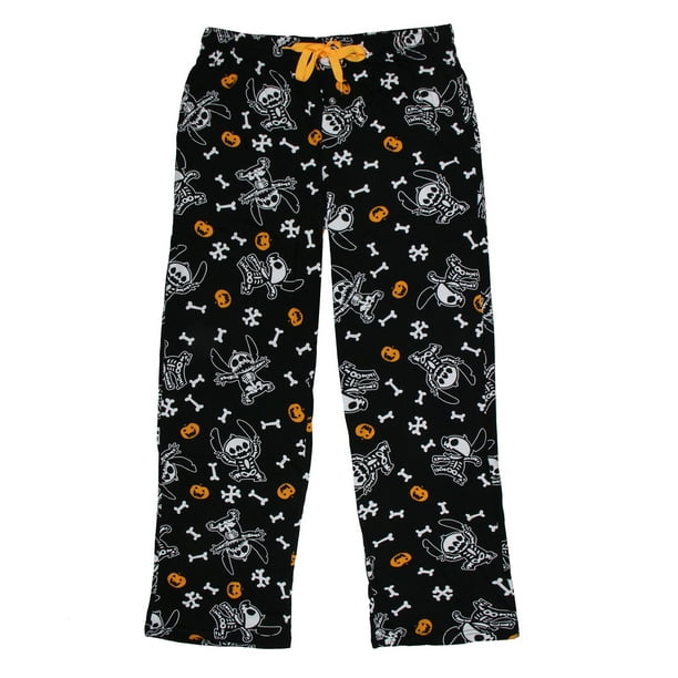 Disney Lilo and Stitch Pajama Pants Halloween Skeleton Adult Lounge ...