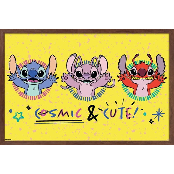 Disney Lilo and Stitch: Pattern Clash - Cosmic & Cute Wall Poster, 22.375" x 34" Framed