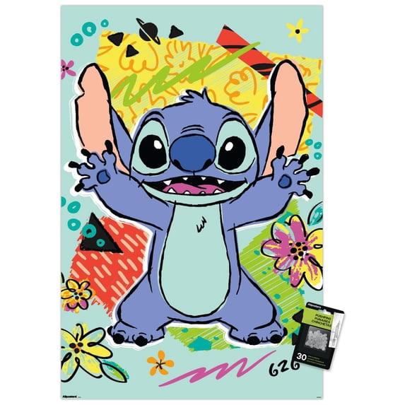 Disney Lilo and Stitch: Pattern Clash - Stitch Wall Poster with Push Pins, 22.375" x 34"