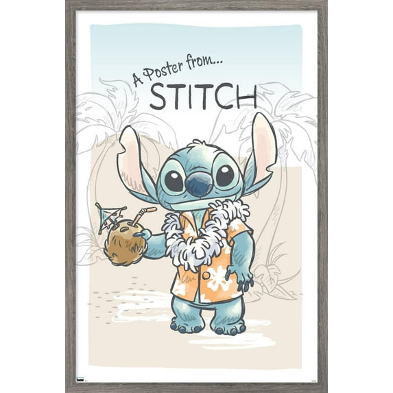 Disney Lilo & Stitch (2002) - Poster From Stitch Wall Poster, 22.375" x 34" Framed