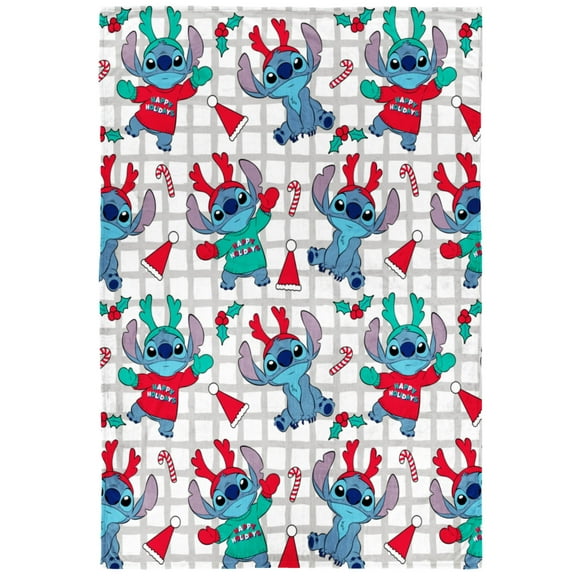 Disney Lilo and Stitch Rainbow Antlers Holiday Throw Blanket, 40x50