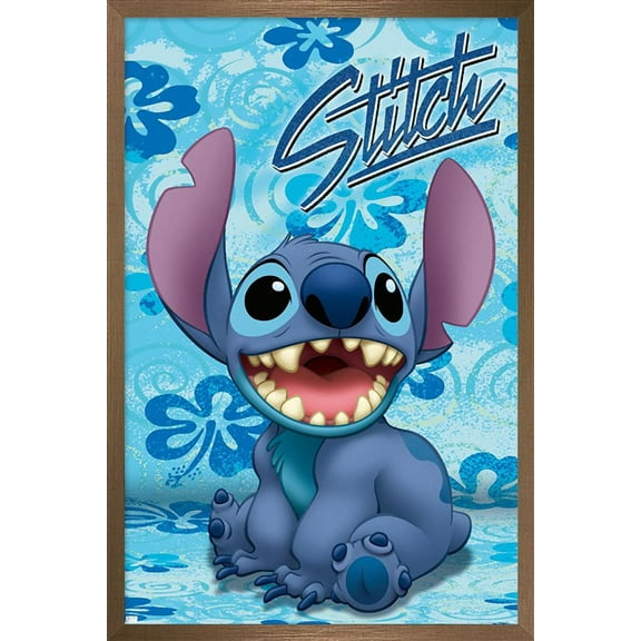 Disney Lilo and Stitch - Sitting Wall Poster, 14.725" x 22.375" Framed