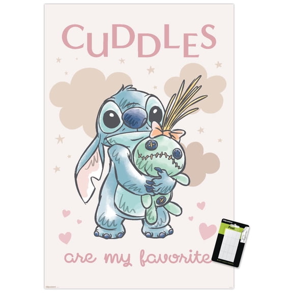 Disney Lilo and Stitch: Starry-Eyed - Cuddles Are My Favorite Wall Poster, 22.375" x 34"