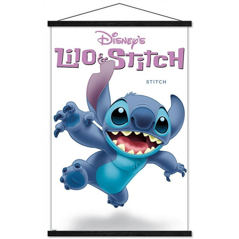 Trends International Disney Lilo and Stitch - Stitch Feature Series Framed Wall Poster Prints Mahogany Framed Version 14.725 x 22.375