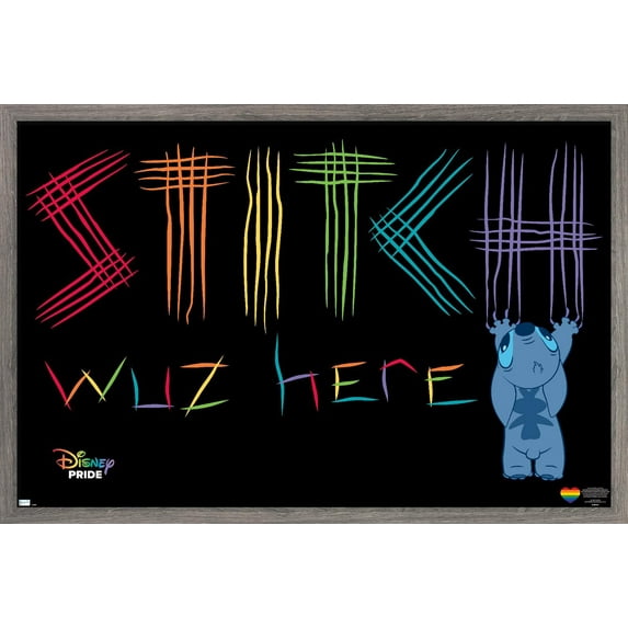 Disney Lilo and Stitch - Stitch Wuz Here Pride Wall Poster, 22.375" x 34" Framed