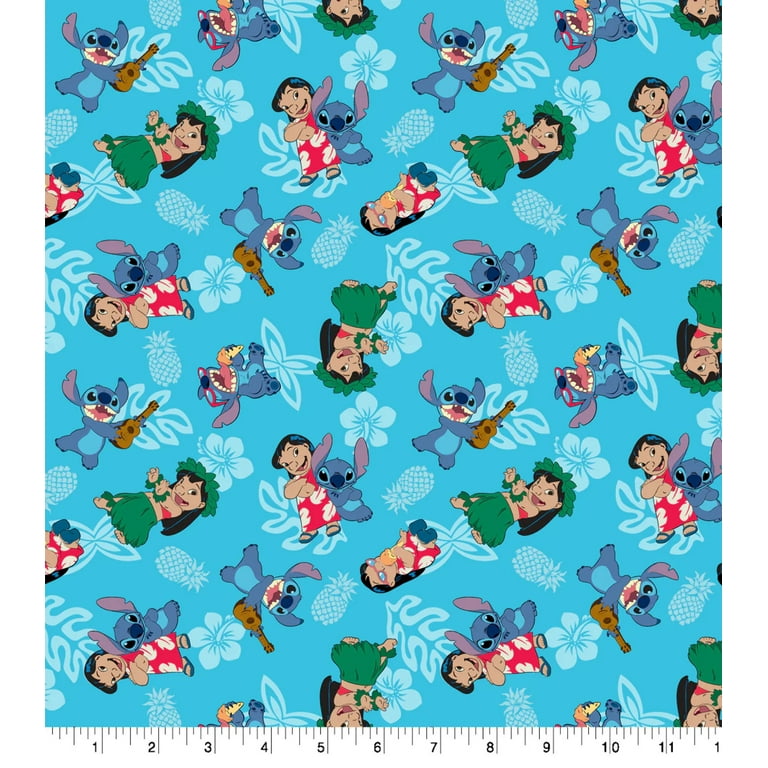 Lilo & Stitch Pineapple Toss Disney Cotton Fabric (2 Yards Min.) - Licensed & Character Cotton Fabric - Fabric