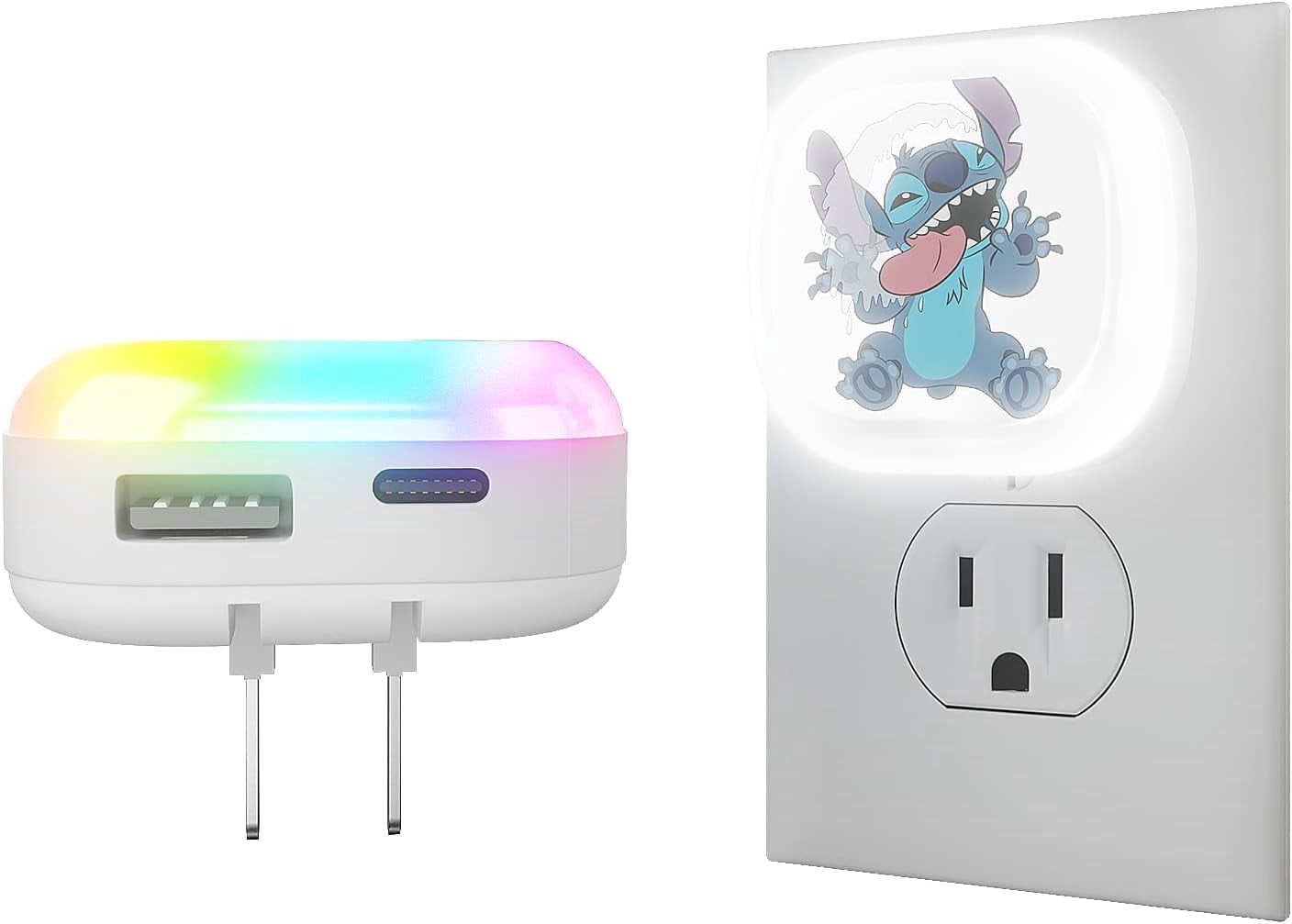Disney Lilo and Stitch Touch LED Night Light with USB Charging Station, 6 Light Modes, Stitch Gift