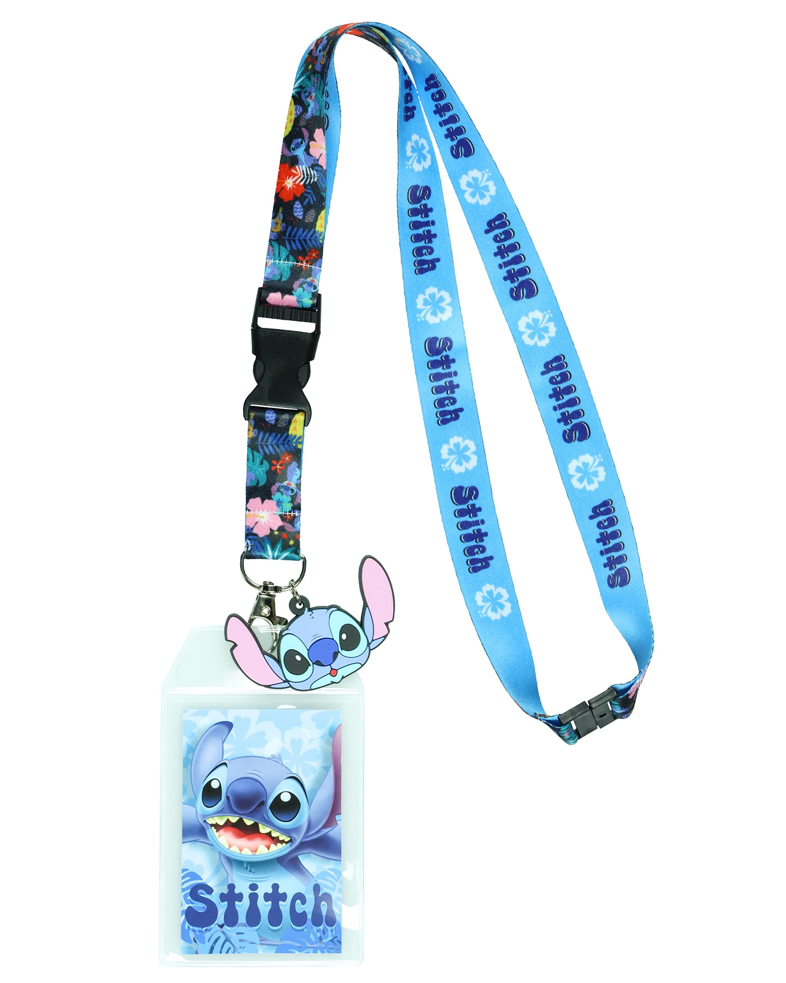 SEVEN TIMES SIX Disney Lilo and Stitch Tropical Breakaway Lanyard ID Badge Holder with 2" Rubber Charm