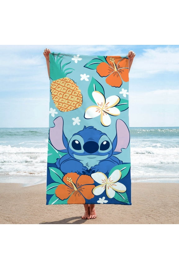 Disney Lilo and Stitch Tropical Style 100% Cotton Beach Towel, 28x58