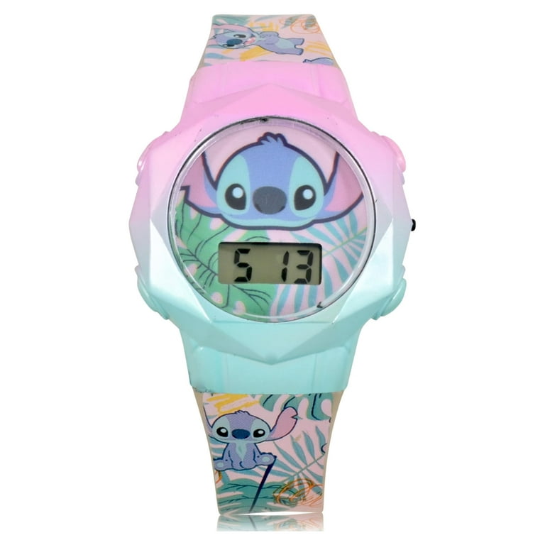 Disney Lilo And Stitch Alien Funny Face Glasses Black Strap Adult Wrist  Watch