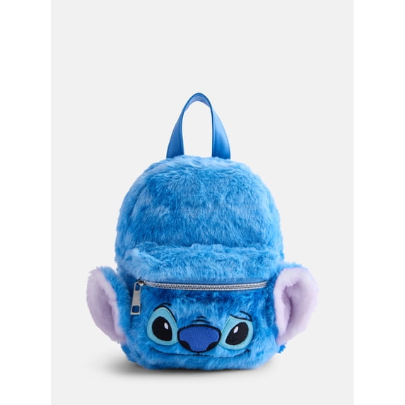 Disney Lilo and Stitch Unisex Mini Faux Fur Backpack, Blue