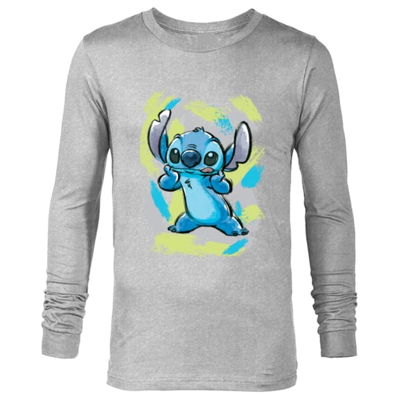 Disney Lilo and Stitch Watercolor Brushstrokes - Long Sleeve T-Shirt for Men - Customized-Athletic Heather
