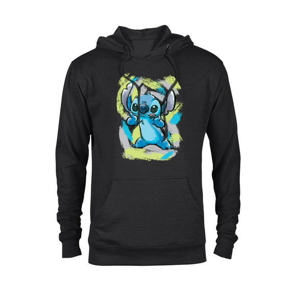 Disney Lilo and Stitch Watercolor Brushstrokes - Pullover Hoodie for Adults - Customized-Black
