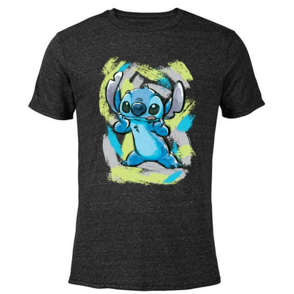 Disney Lilo and Stitch Watercolor Brushstrokes - Short Sleeve Blended T-Shirt for Adults - Customized-Black