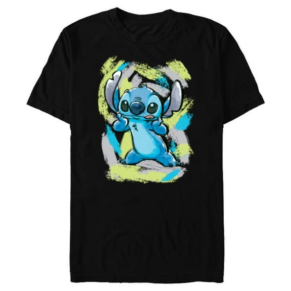 Disney Lilo and Stitch Watercolor Brushstrokes - Short Sleeve Blended T-Shirt for Adults - Customized-Black