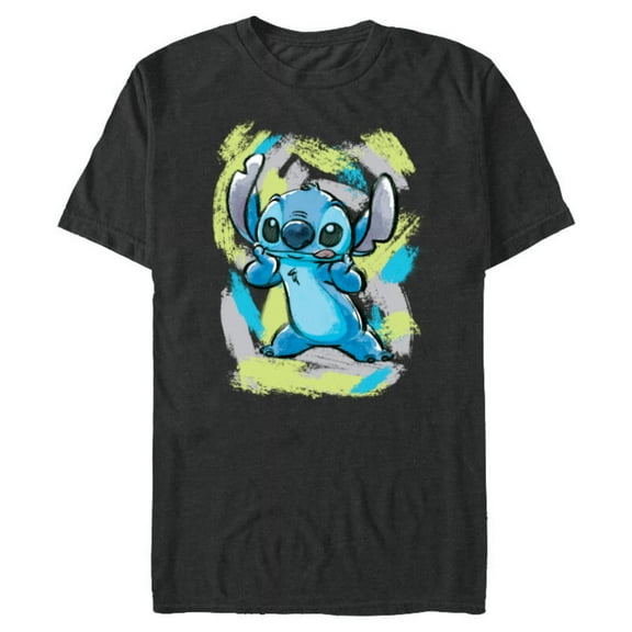 Disney Lilo and Stitch Watercolor Brushstrokes - Short Sleeve Blended T-Shirt for Adults - Customized-Dark Heather
