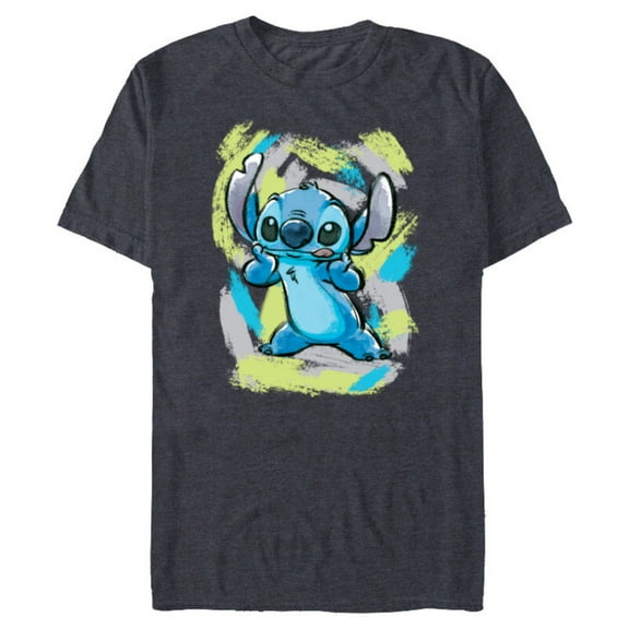 Disney Lilo and Stitch Watercolor Brushstrokes - Short Sleeve Blended T-Shirt for Adults - Customized-Navy Heather