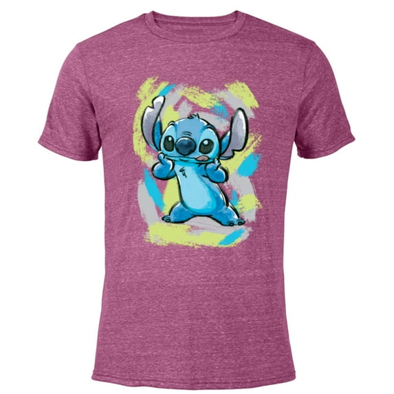 Disney Lilo and Stitch Watercolor Brushstrokes - Short Sleeve Blended T-Shirt for Adults - Customized-Purple