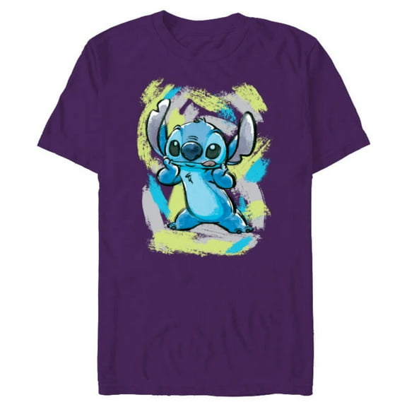 Disney Lilo and Stitch Watercolor Brushstrokes - Short Sleeve Blended T-Shirt for Adults - Customized-Purple