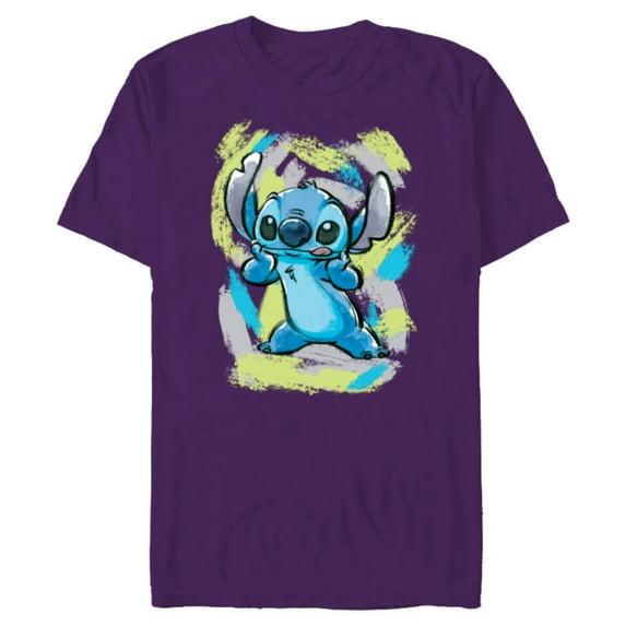 Disney Lilo and Stitch Watercolor Brushstrokes - Short Sleeve Blended T-Shirt for Adults - Customized-Purple