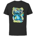 thumbnail image 1 of Disney Lilo and Stitch Watercolor Brushstrokes - Short Sleeve Cotton T-Shirt for Adults - Customized-Black, 1 of 5
