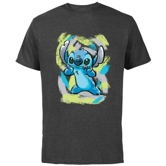 Disney Lilo and Stitch Watercolor Brushstrokes - Short Sleeve Cotton T-Shirt for Adults - Customized-Charcoal
