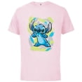 thumbnail image 1 of Disney Lilo and Stitch Watercolor Brushstrokes - Short Sleeve Cotton T-Shirt for Adults - Customized-Soft Pink, 1 of 5