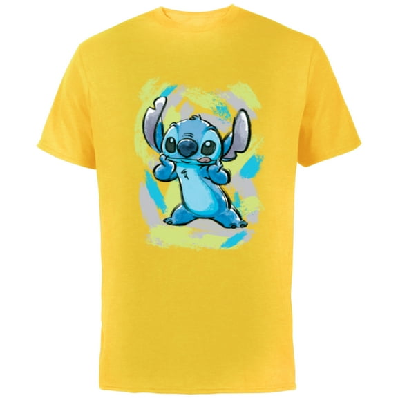 Disney Lilo and Stitch Watercolor Brushstrokes - Short Sleeve Cotton T-Shirt for Adults - Customized-Yellow