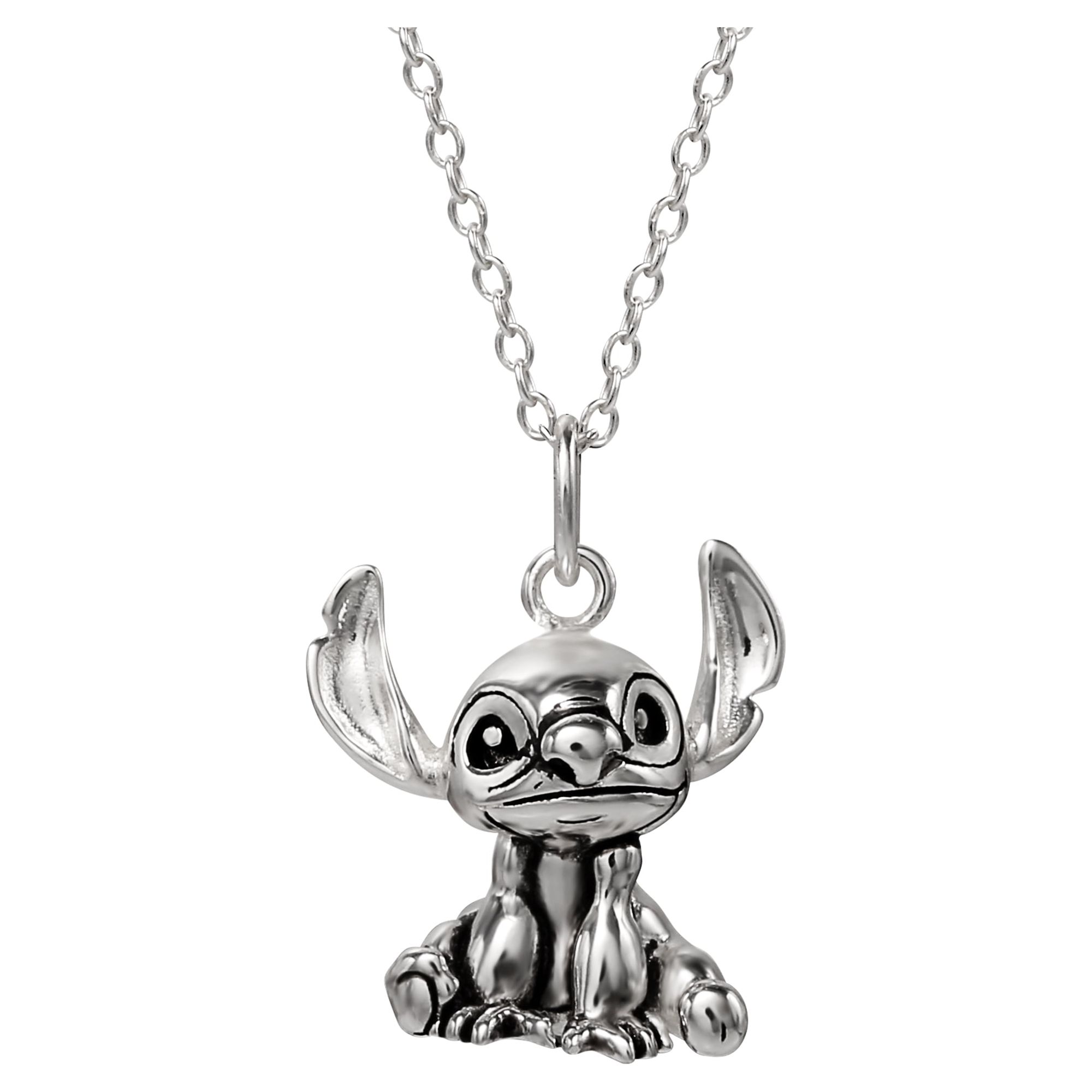Disney Lilo and Stitch Women's Sterling Silver Stitch Pendant Necklace, 18" Chain - image 1 of 5