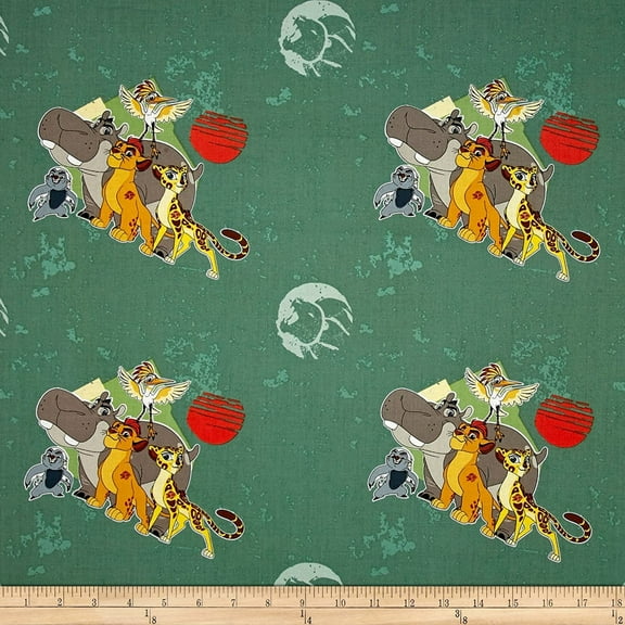 Disney Lion Guard All for One Sage 100% Cotton Fabric Sold by The Yard