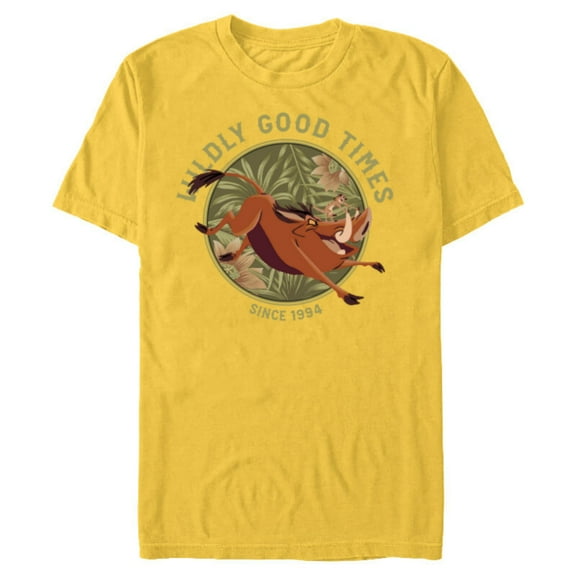 Disney Lion King Anniversary Timon Pumbaa Wildly Good Times - Short Sleeve Blended T-Shirt for Adults - Customized-Yellow