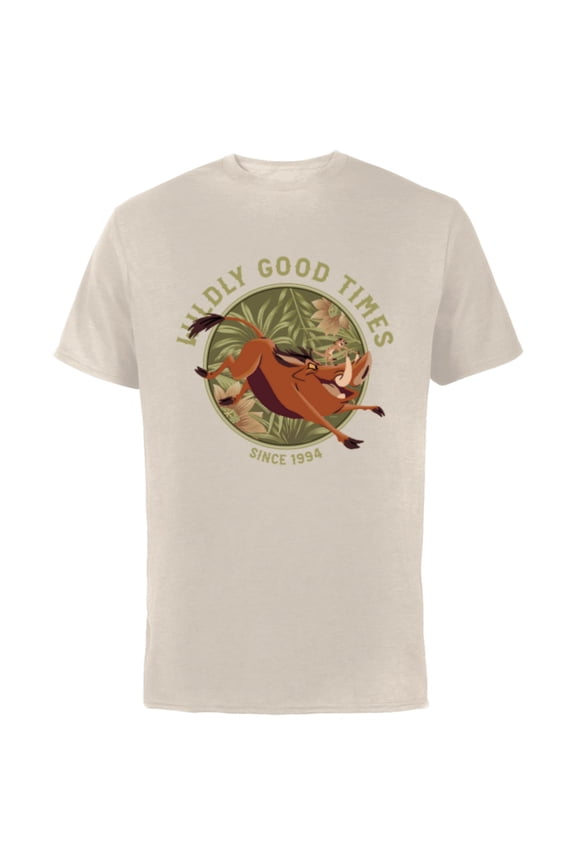 Lion King Anniversary Timon Pumbaa Wildly Good Times - Short Sleeve Cotton T-Shirt for Adults - Customized-Natural