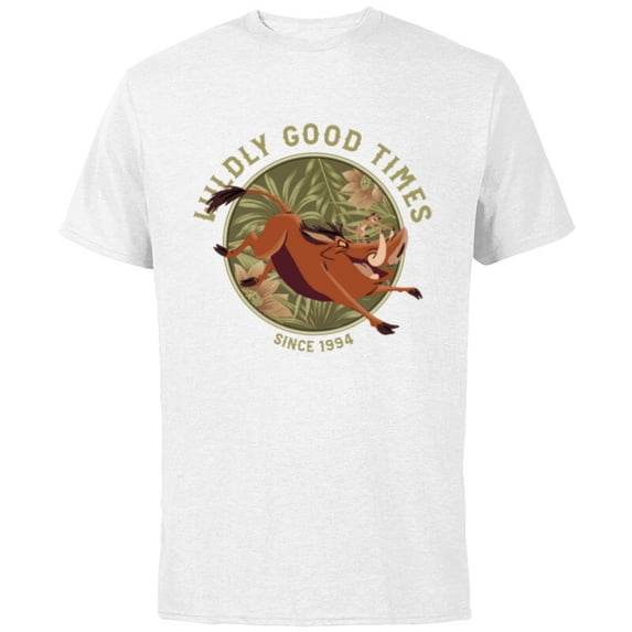 Disney Lion King Anniversary Timon Pumbaa Wildly Good Times - Short Sleeve Cotton T-Shirt for Adults - Customized-White