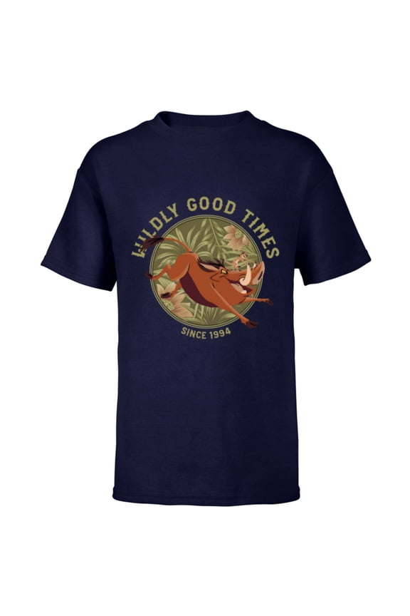 Lion King Anniversary Timon Pumbaa Wildly Good Times - Short Sleeve T-Shirt for Kids - Customized-Navy