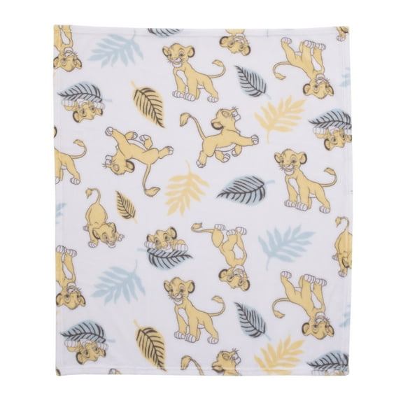 Disney Lion King Yellow, White Super Soft Plush Baby Blanket, Allover Print, Simba, Unisex, Infant, Plush Polyester