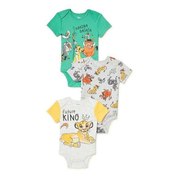 Disney Lion King Baby Boy Bodysuits, 3-Pack, Sizes 0/3-24 Months