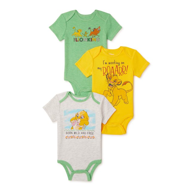 Disney Lion King Baby Boys’ Bodysuits, 3Pack