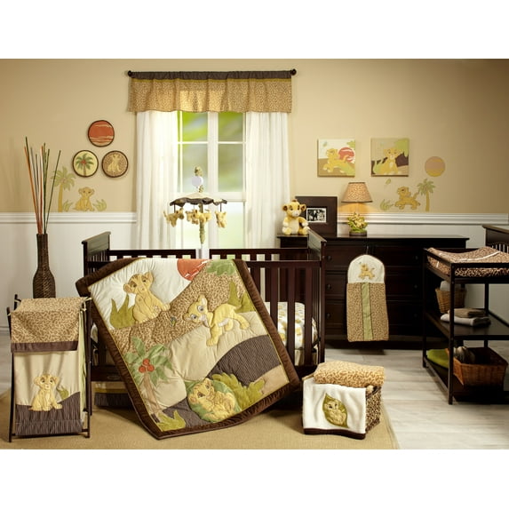 Disney Lion King Collection Classic Cartoon 7 Pieces Bedding Sets, With Comforter Crib Sheet Crib Skirt Soft Wall Hanging