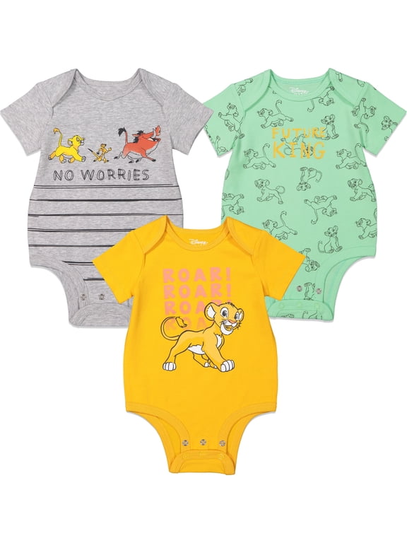 Lion King Infant Baby Boys 3 Pack Bodysuits Newborn to Infant