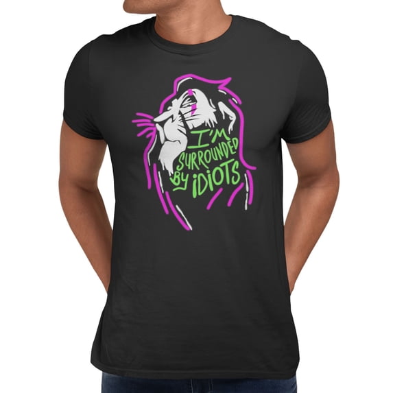 Disney Lion King Men's Surrounded By Idiots Scar Highlight Paint T-Shirt (Black, S-XXXL)