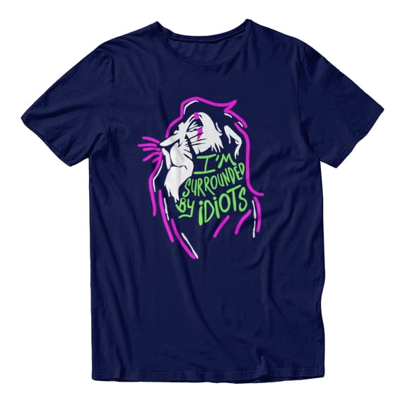 Disney Lion King Men's Surrounded By Idiots Scar Highlight Paint T-Shirt (Iris Navy, S-XXXL)