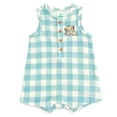 thumbnail image 1 of Disney Lion King Baby Boys' Sleeveless Cotton Gauze Button Romper Sage Green Gingham Simba, 1 of 5